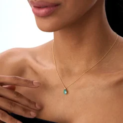14k Pear Shape London Blue Topaz Solitaire Necklace