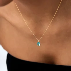 14k Pear Shape London Blue Topaz Solitaire Necklace