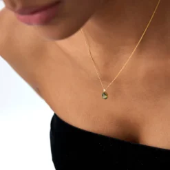 14k Pear Shape Peridot Solitaire Necklace