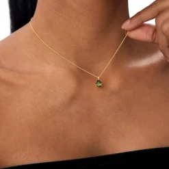 14k Pear Shape Peridot Solitaire Necklace