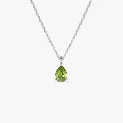 14k Pear Shape Peridot Solitaire Necklace