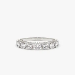 14k Pear Shaped & Tapered Baguette Diamond Anniversary Ring