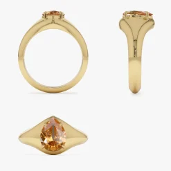 14K Pear Shaped Citrine Statement Ring