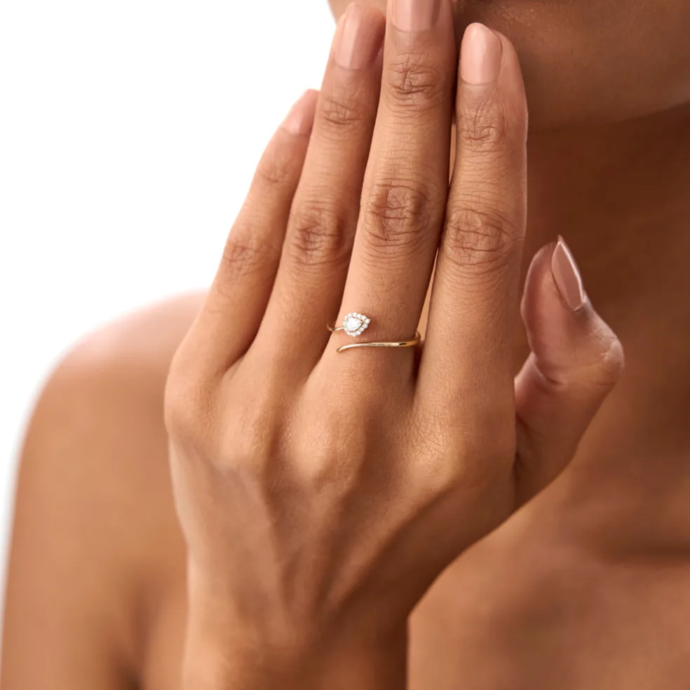 14K Pear-Shaped Diamond Wrap Ring