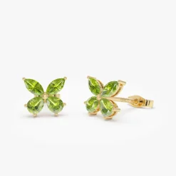 14K Peridot Butterfly Stud Earrings