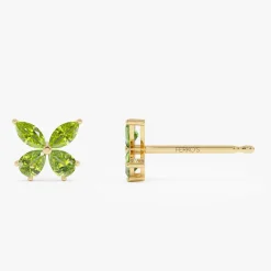 14K Peridot Butterfly Stud Earrings
