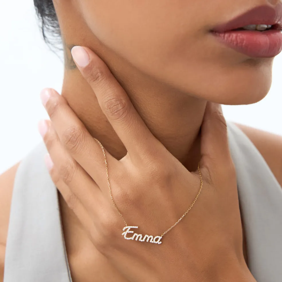 14k Personalized Diamond Name Necklace