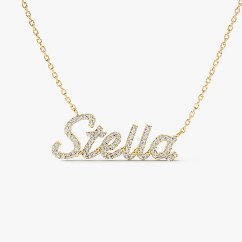 14k Personalized Diamond Name Necklace