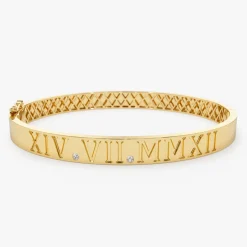 14K Personalized Roman Numeral Bangle Bracelet