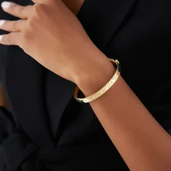 14K Personalized Roman Numeral Bangle Bracelet