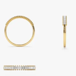 14k Petite Baguette Diamond Wedding Band