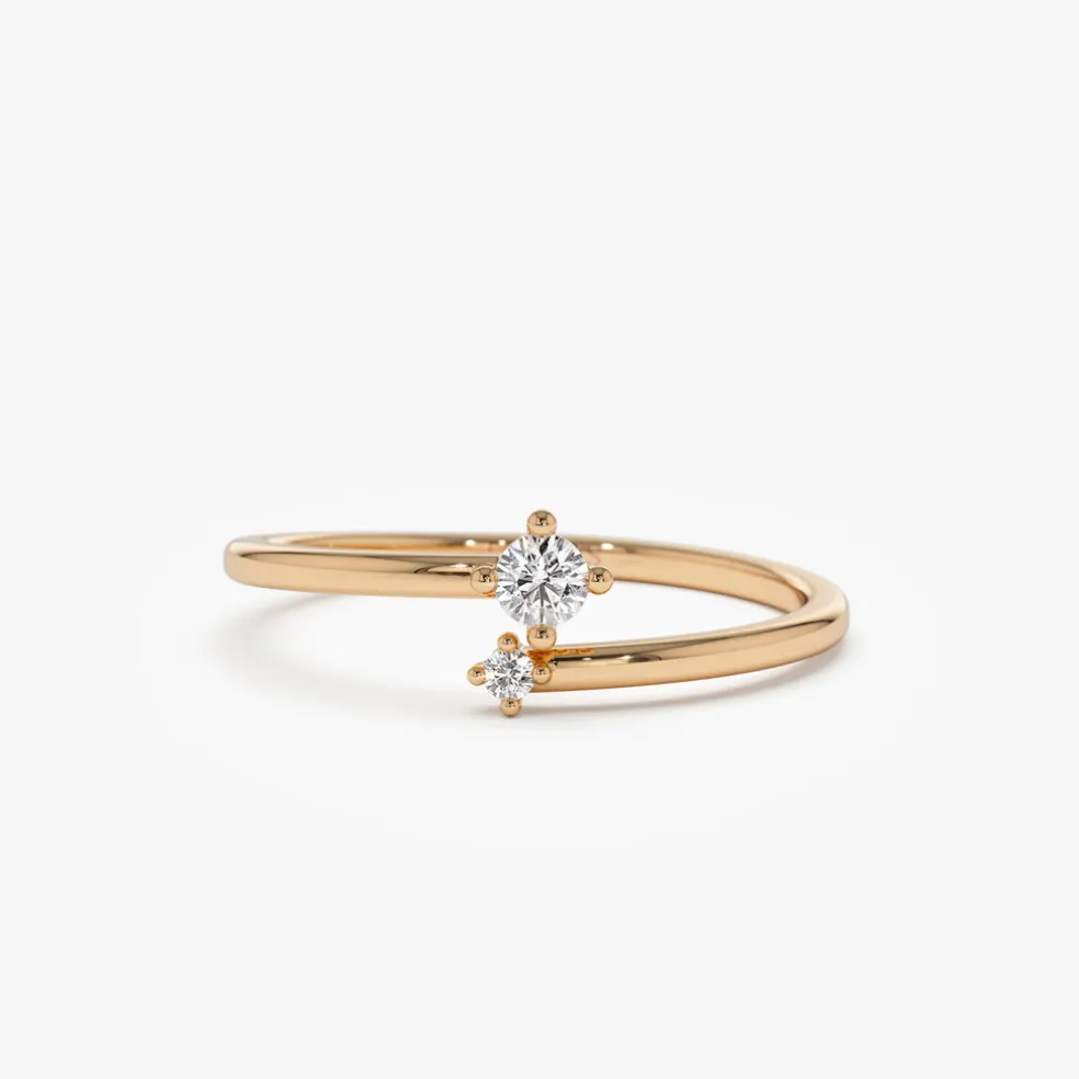 14k Petite Diamond Duo Ring