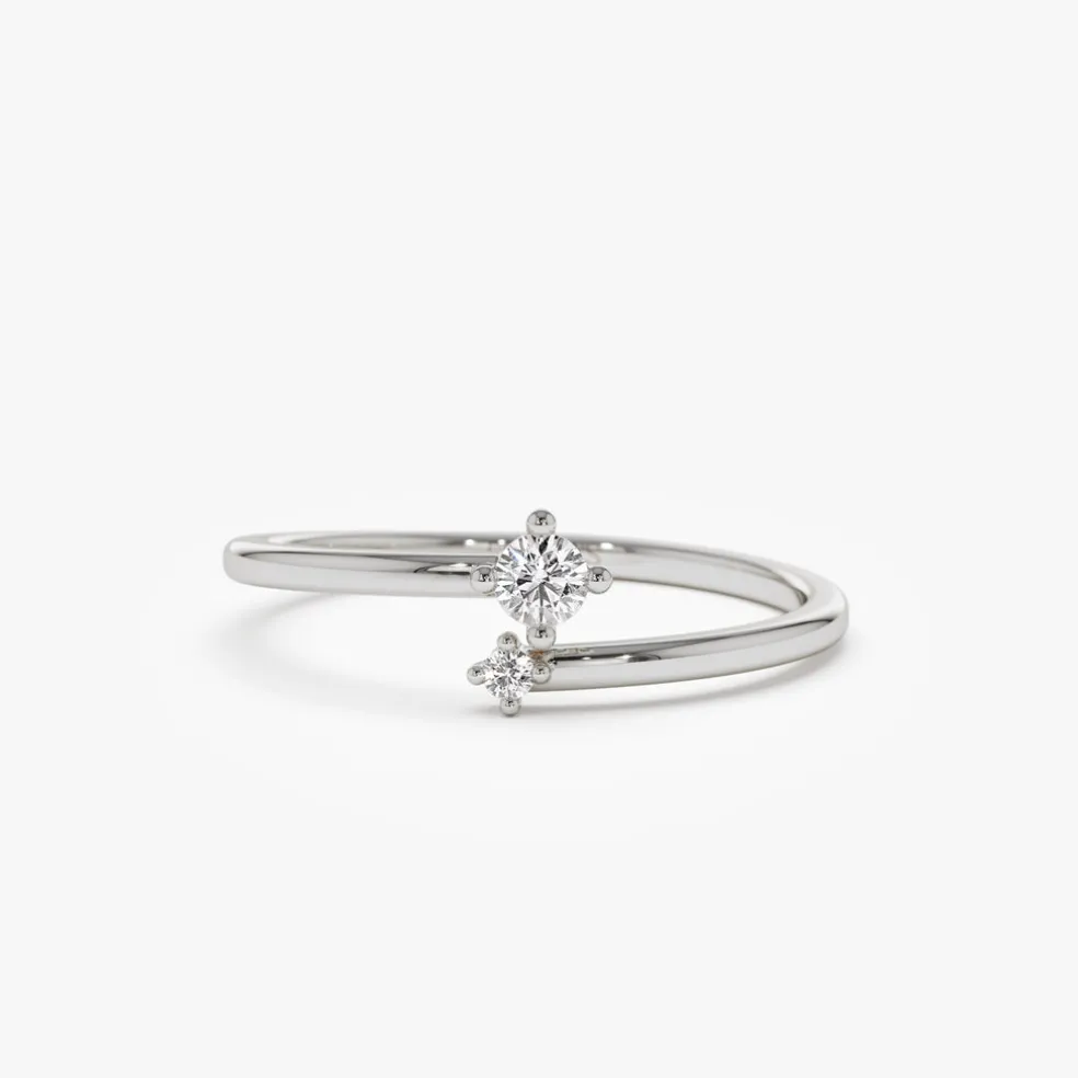14k Petite Diamond Duo Ring