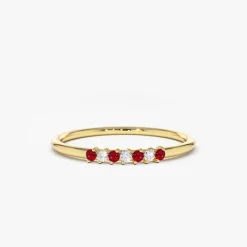 14k Petite Ruby and Diamond Ring