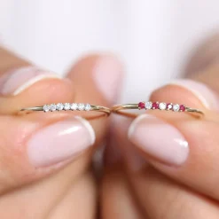 14k Petite Ruby and Diamond Ring
