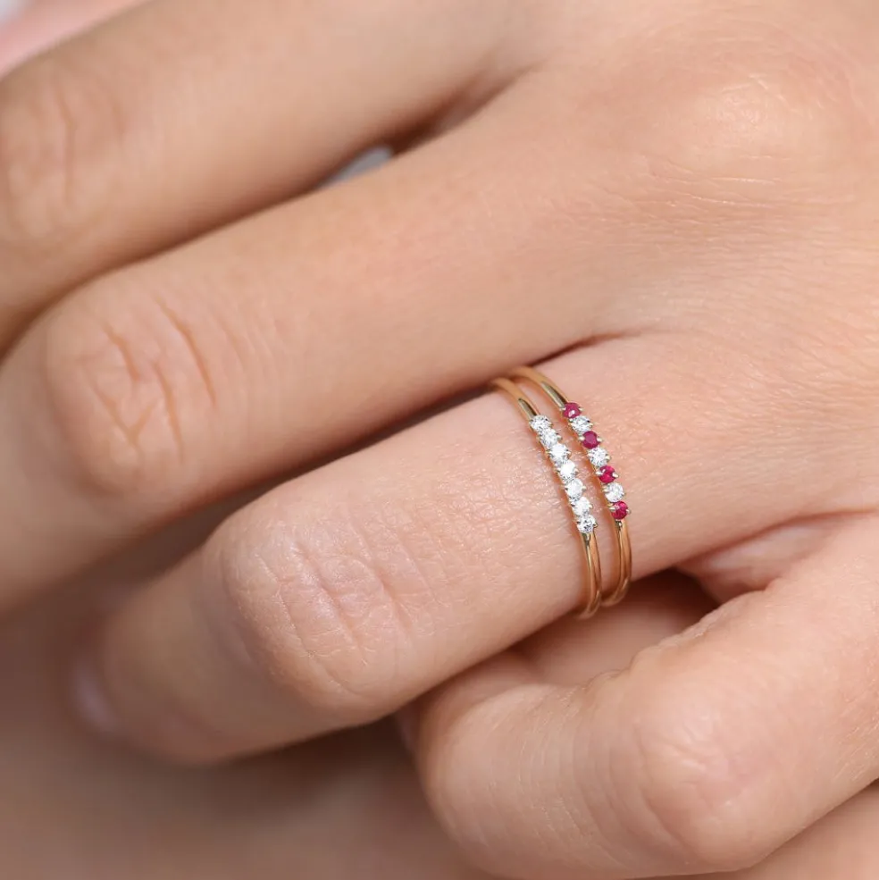 14k Petite Ruby and Diamond Ring