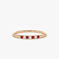 14k Petite Ruby and Diamond Ring