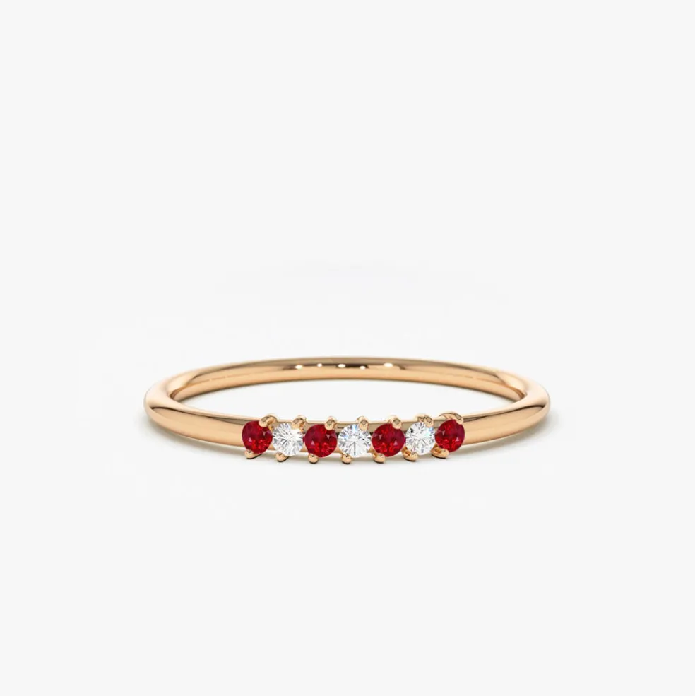 14k Petite Ruby and Diamond Ring