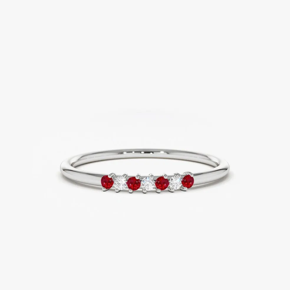 14k Petite Ruby and Diamond Ring