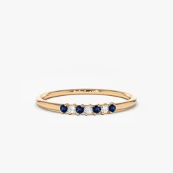 14k Petite Sapphire and Diamond Ring