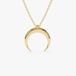14K Plain Gold Crescent Moon Necklace