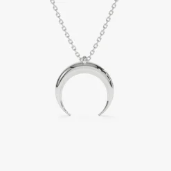 14K Plain Gold Crescent Moon Necklace