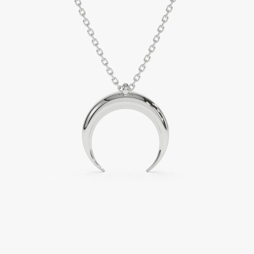 14K Plain Gold Crescent Moon Necklace