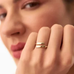 14K Plain Gold Crossover Ring