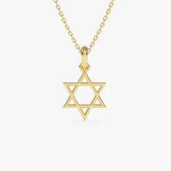 14K Plain Gold Star Of David Necklace