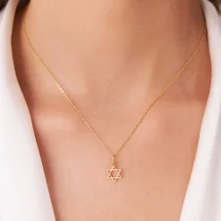 14K Plain Gold Star Of David Necklace