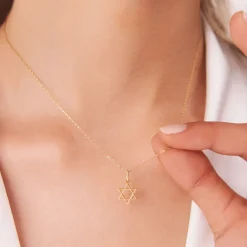 14K Plain Gold Star Of David Necklace