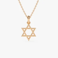 14K Plain Gold Star Of David Necklace