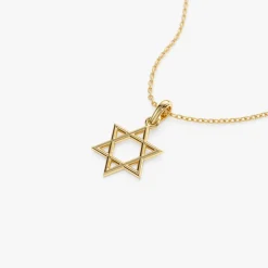14K Plain Gold Star Of David Necklace