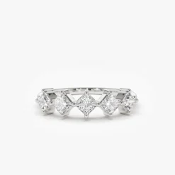 14k Princess Cut 5 Stone Diamond Wedding Ring