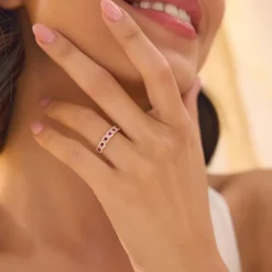 14k Princess Cut Ruby W/ Baguette and Round Diamond Ring