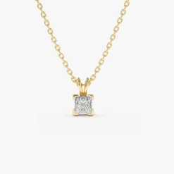 14k Princess-Cut Diamond Solitaire Pendant