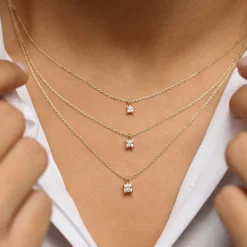 14k Princess-Cut Diamond Solitaire Pendant