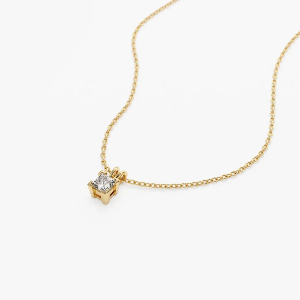 14k Princess-Cut Diamond Solitaire Pendant