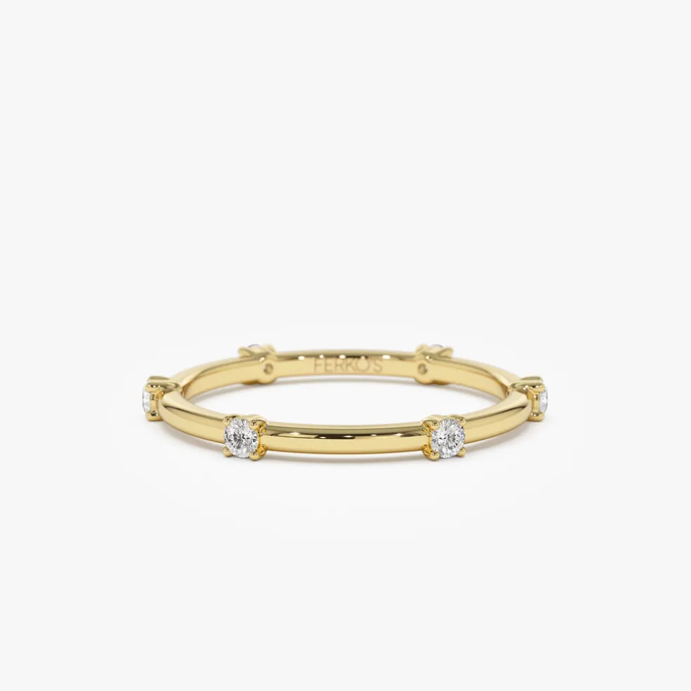 14k Prong Setting Full Eternity Dainty Stacking Ring