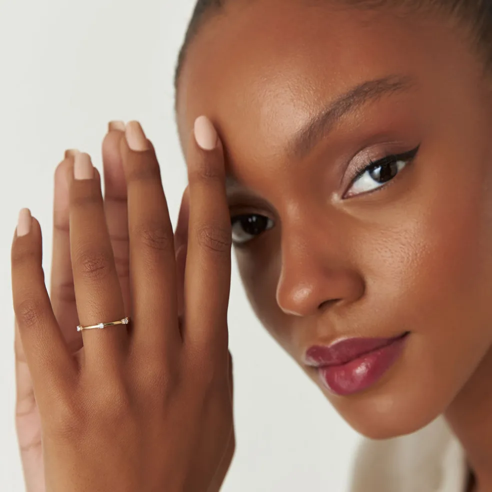 14k Prong Setting Full Eternity Dainty Stacking Ring