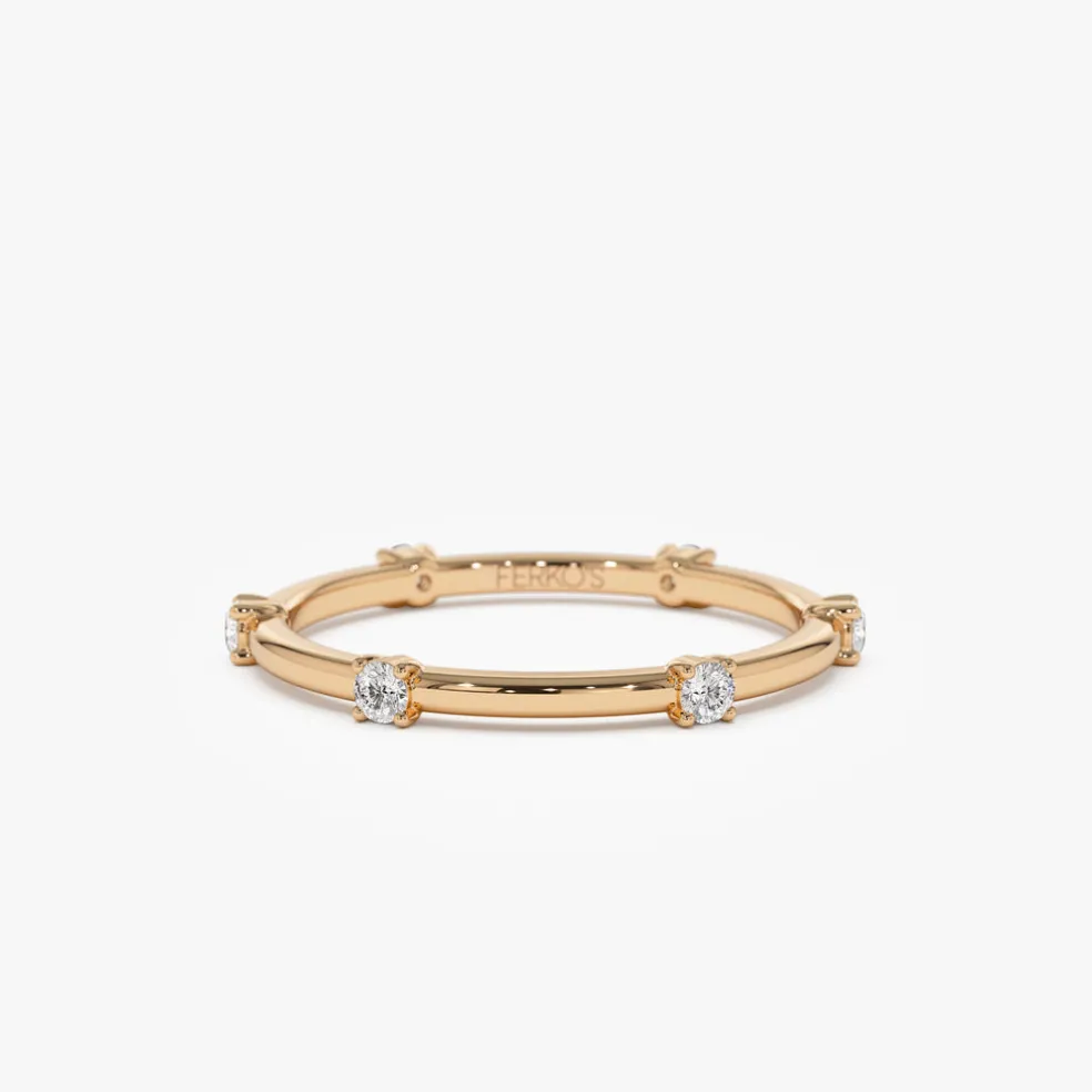 14k Prong Setting Full Eternity Dainty Stacking Ring