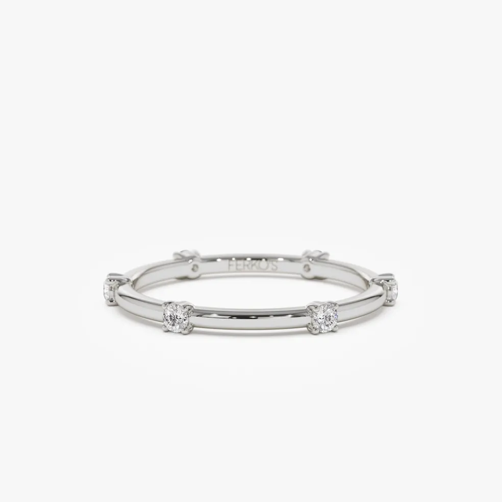 14k Prong Setting Full Eternity Dainty Stacking Ring