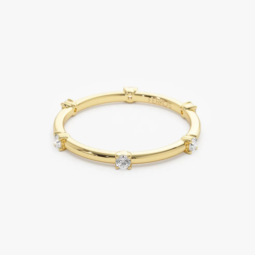 14k Prong Setting Full Eternity Dainty Stacking Ring