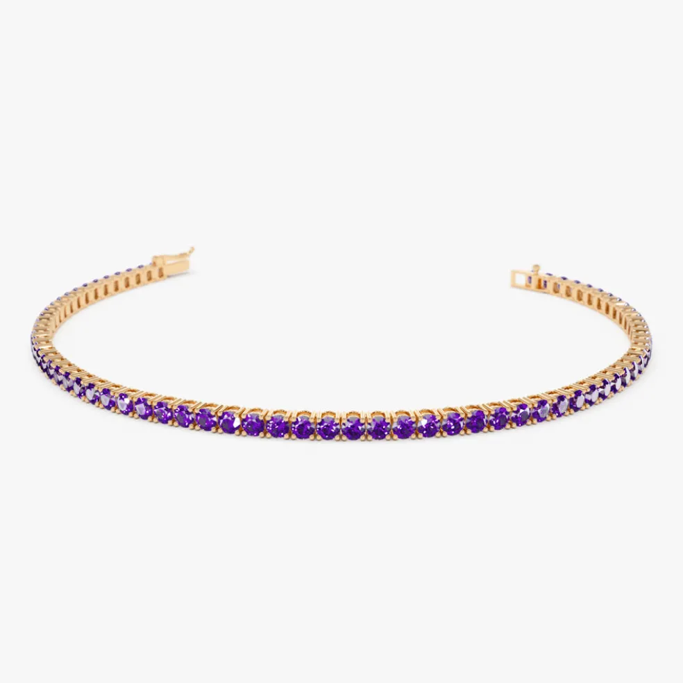 14k Prong Setting Amethyst Tennis Bracelet