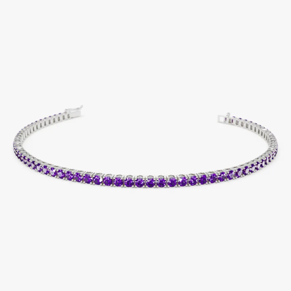14k Prong Setting Amethyst Tennis Bracelet