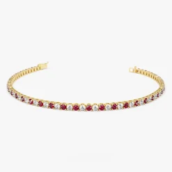 14k Prong Setting Diamond and Ruby Tennis Bracelet