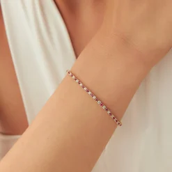 14k Prong Setting Diamond and Ruby Tennis Bracelet