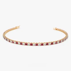 14k Prong Setting Diamond and Ruby Tennis Bracelet