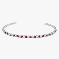 14k Prong Setting Diamond and Ruby Tennis Bracelet