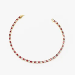 14k Prong Setting Diamond and Ruby Tennis Bracelet